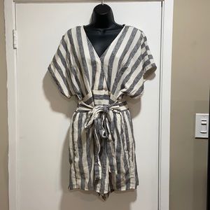 American Eagle Striped Romper | XL |  Blue & White